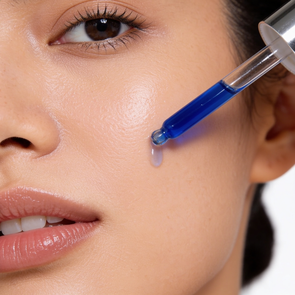 Woman applying Koppā GHK-Cu 2% Serum to her cheek, a common area affected by melasma