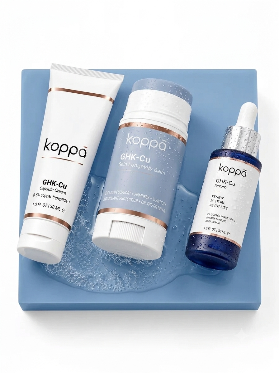 Koppā GHK-Cu Trio — GHK-Cu stick, serum and copper peptide cream