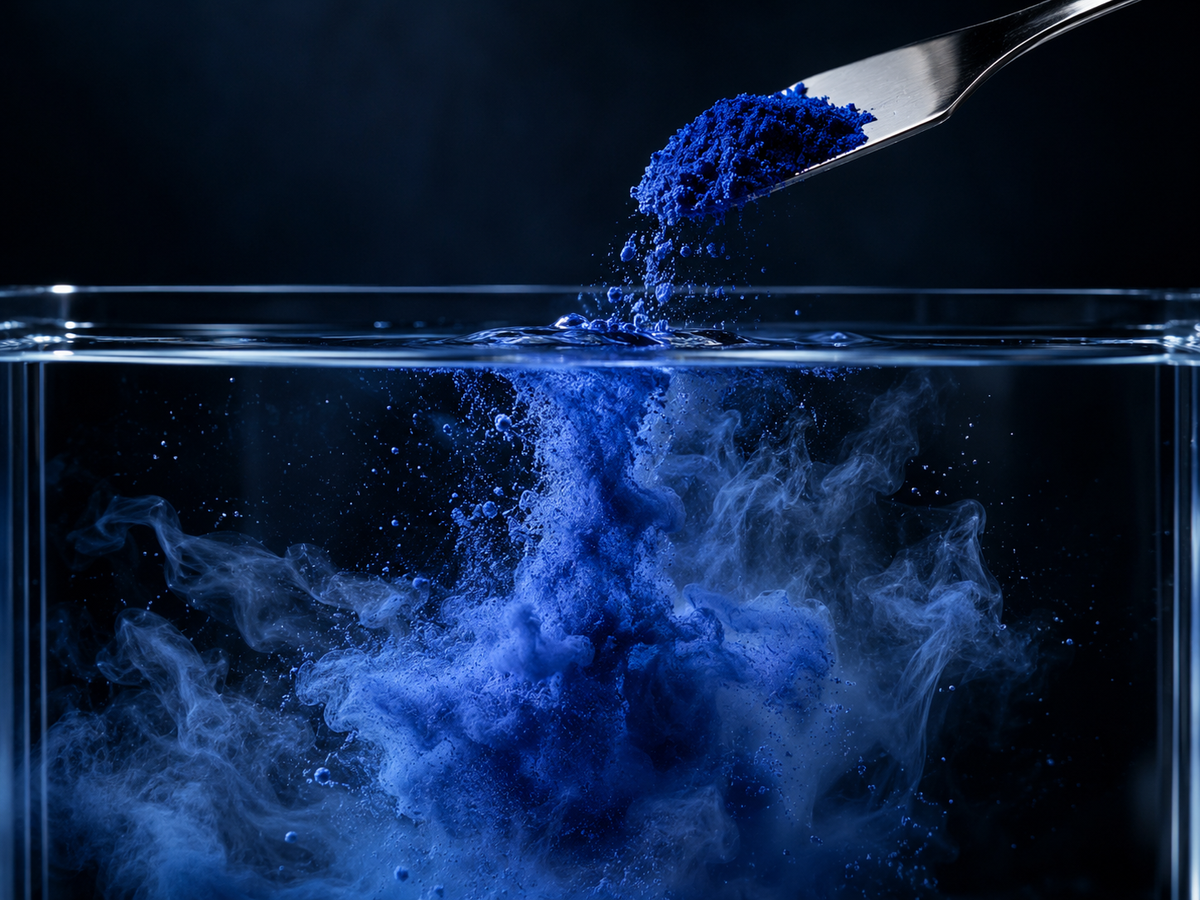 A close-up of blue serum texture
