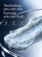 Capsule cream on glass: fragrance-free, silicone-free and no microplastics