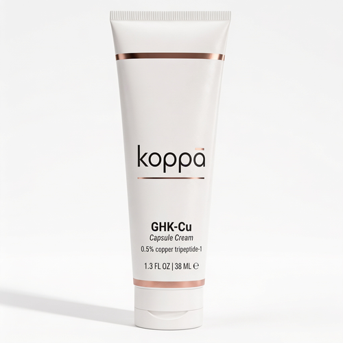 Koppā GHK-Cu Capsule Cream tube — copper peptide cream, GHK-Cu skincare — clinical GHK-Cu copper peptide skincare