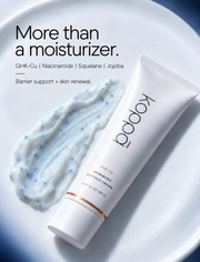 Koppā capsule cream beside a swatch, with niacinamide, squalane and jojoba