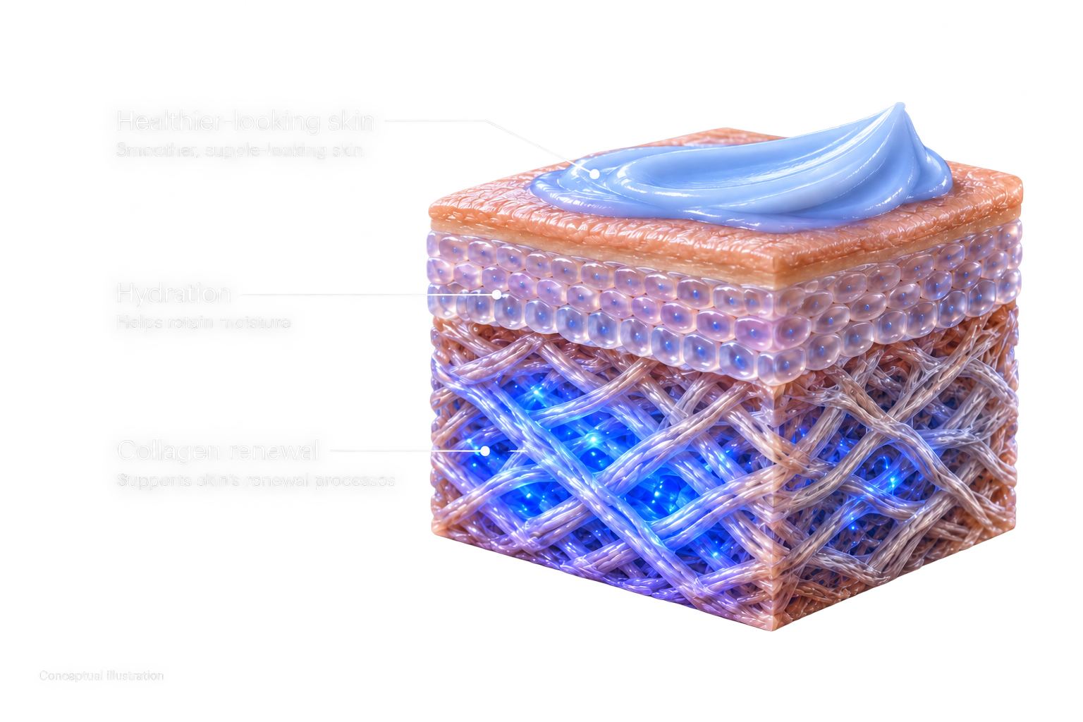 Conceptual illustration of balm on skin layers
