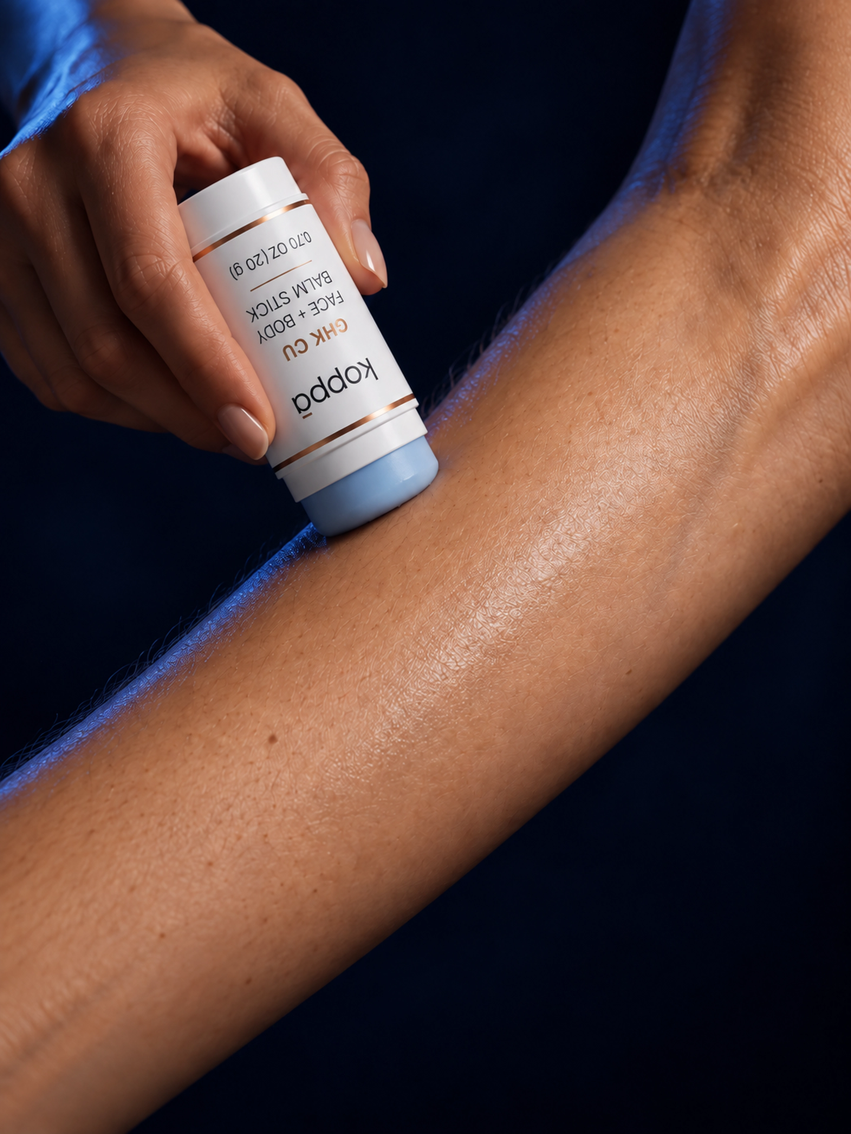 Balm shown as a thin layer on the forearm